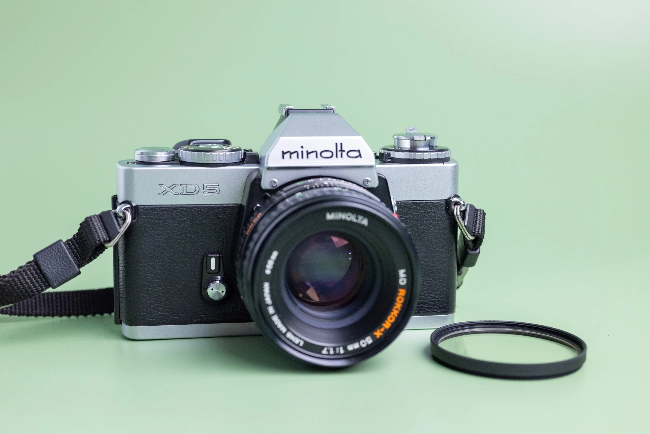 Minolta XD5 35mm Film SLR Camera with Minolta MD Rokkor X 50mm F